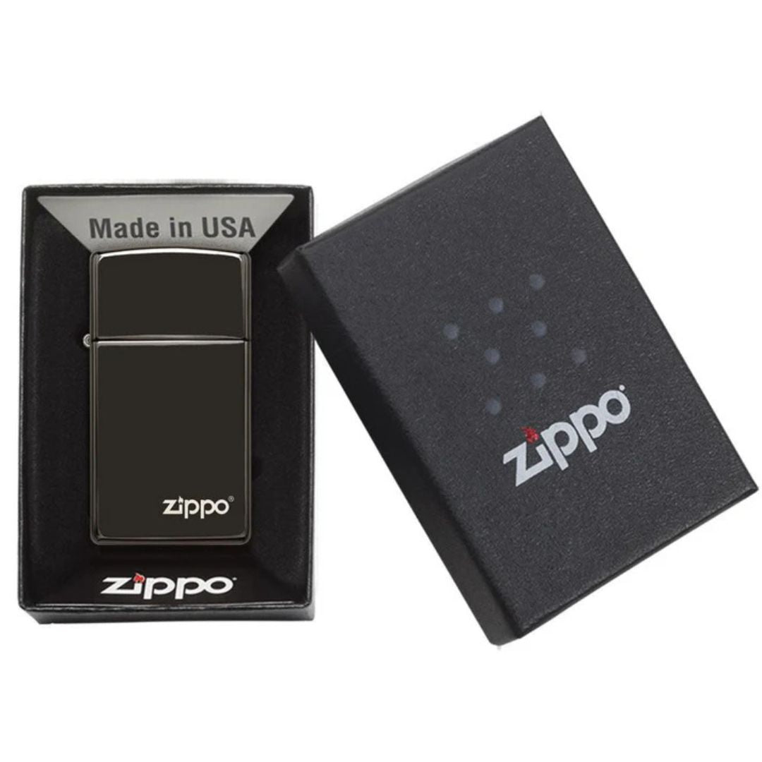 Zippo 28123zl Slim High Polish Black Zippo Logo
