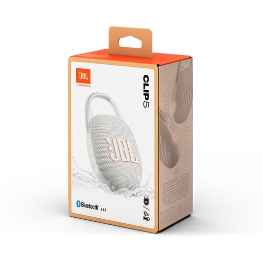 JBL Clip 5 Portable Bluetooth Speaker - White