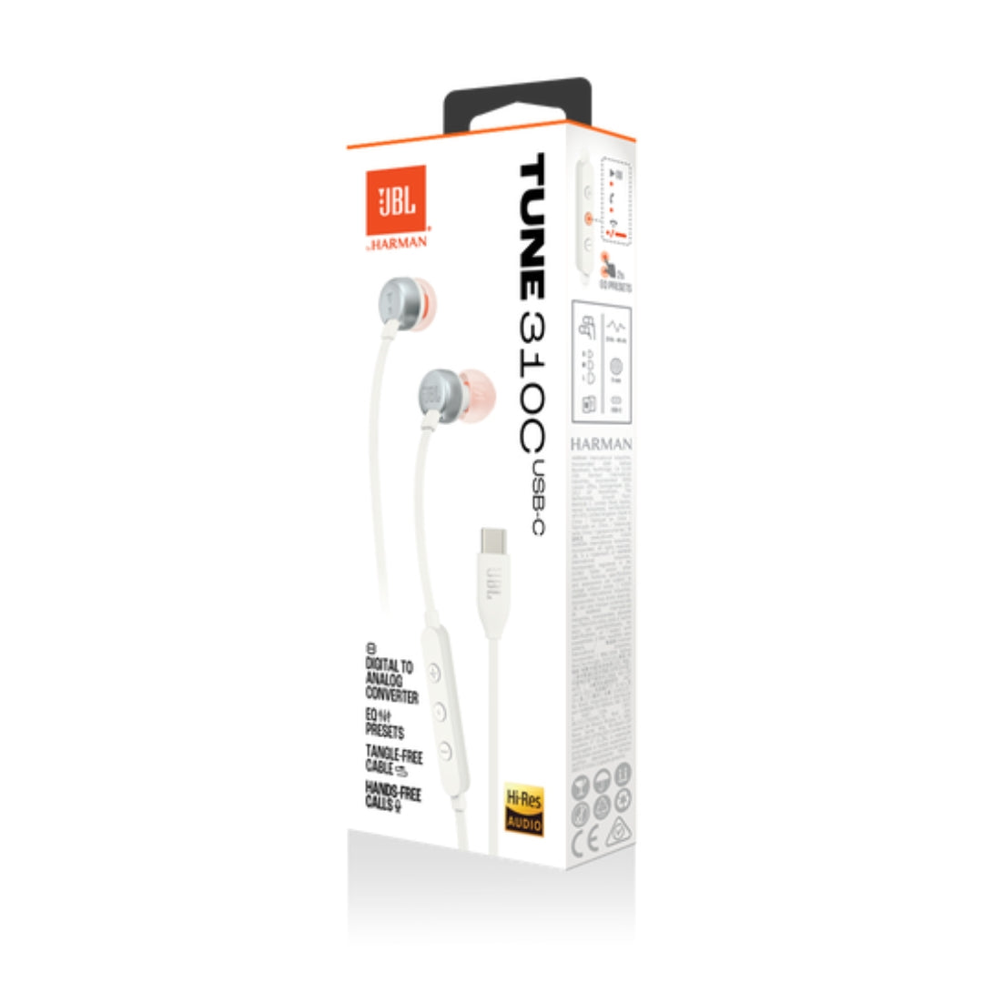 JBL Tune310c USB-C Earphones - White