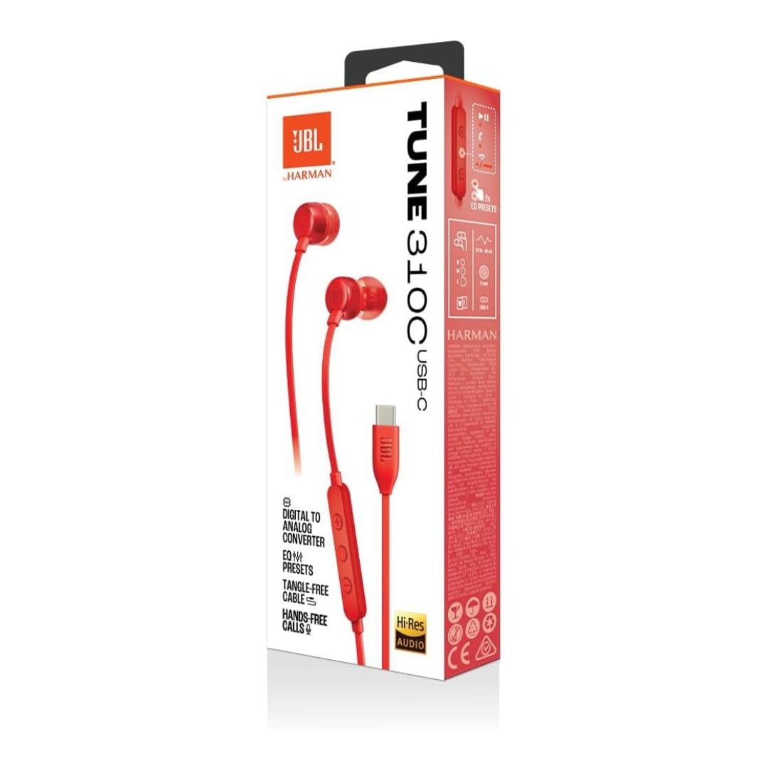 JBL USB-C Earphones - Tune 310C - Red