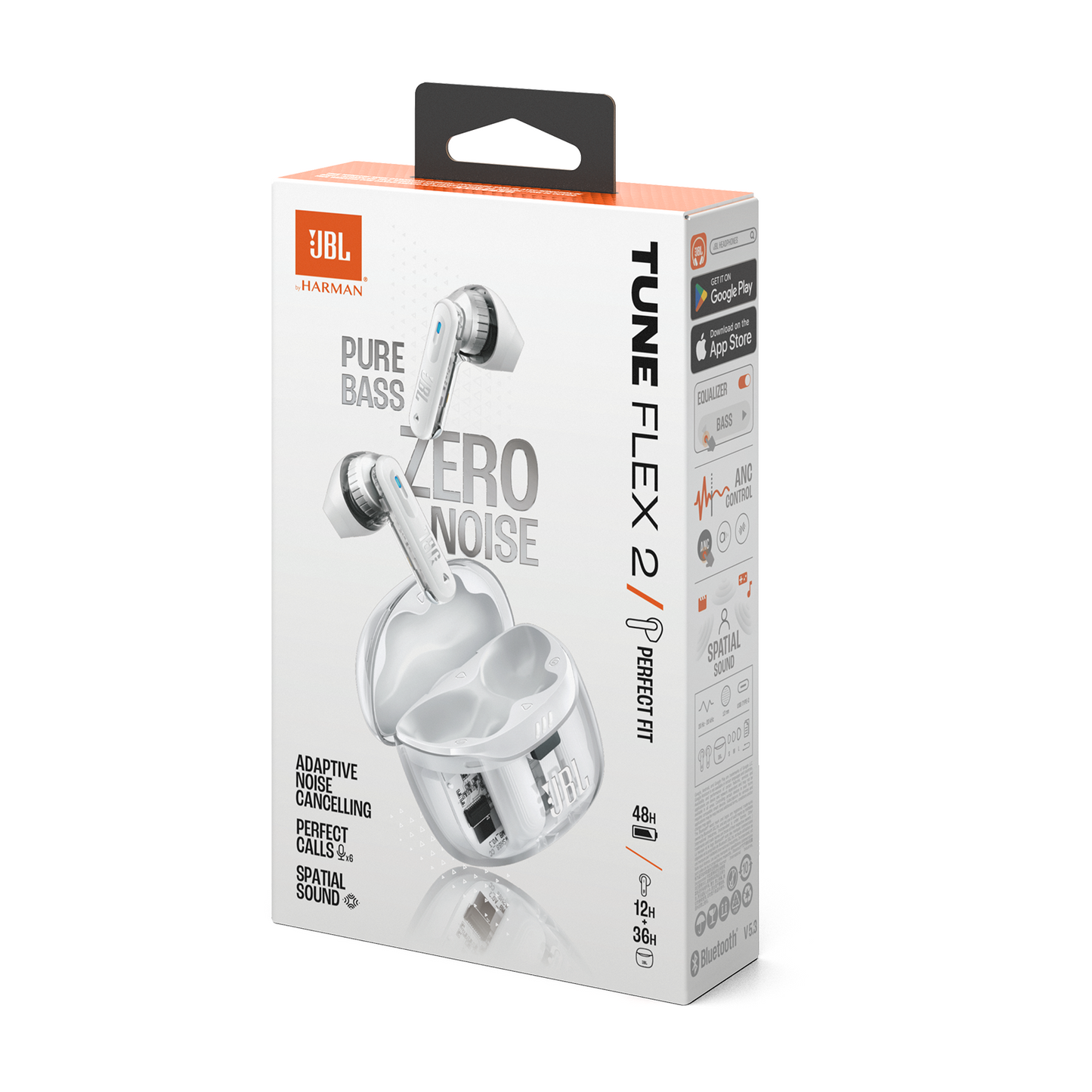 JBL Earphones Tune Flex 2 Ghost Edition - White