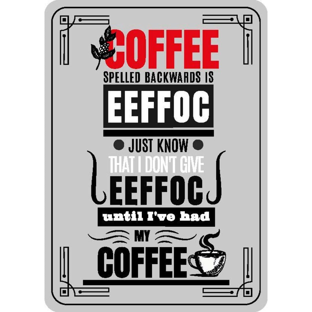 Magnet Coaster Coffee/Eeffoc 10.5 x 7.5cm