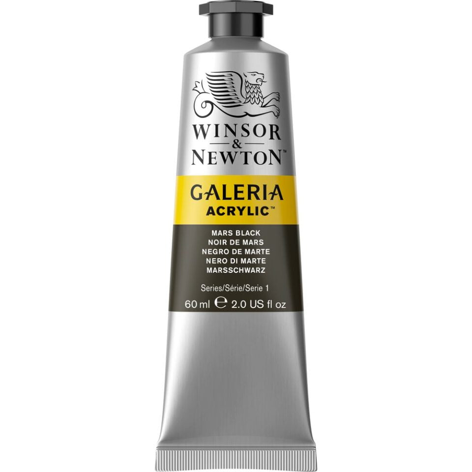 W & N Galeria Acrylic Paint 60ml - Various Colours - Lamp Black