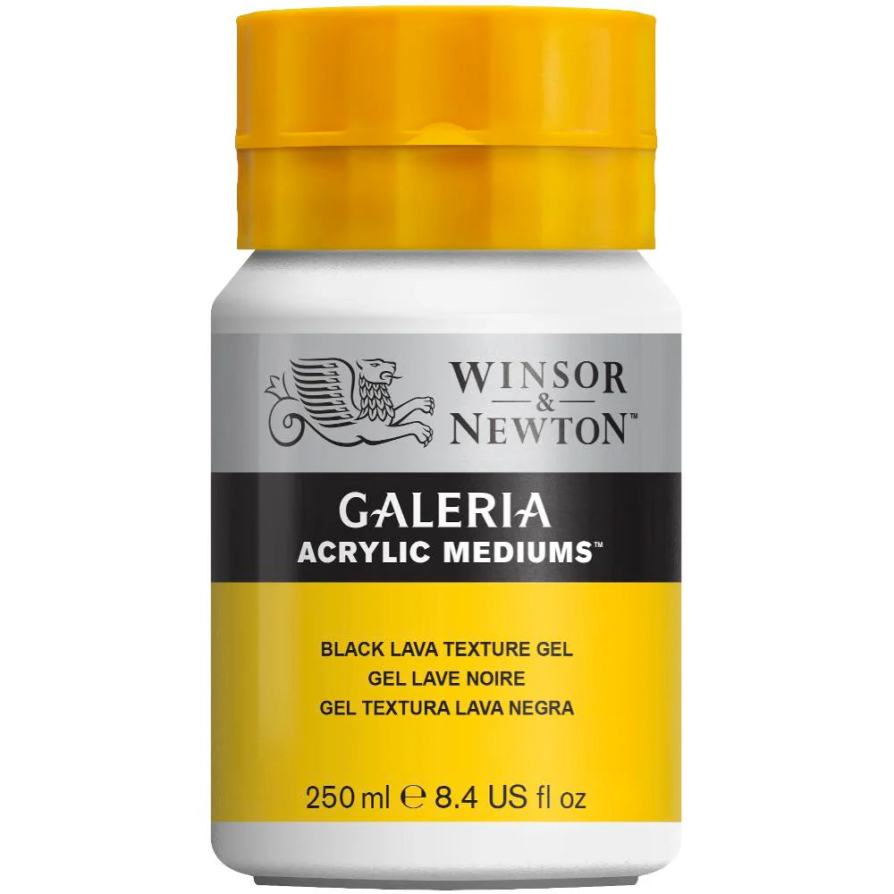 Winsor & Newton Galeria Acrylic Mediums - Black Lava Texture Gel 250ml