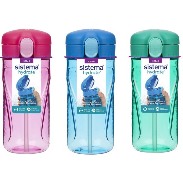 Sistema Hydrate Tritan Quick Flip Bottle 520ml - Various Colours