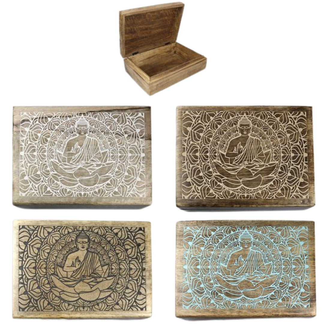 Carla World Carved Wooden Box 9 x 25 x 17.5cm - Buddha x 1pc Assortment