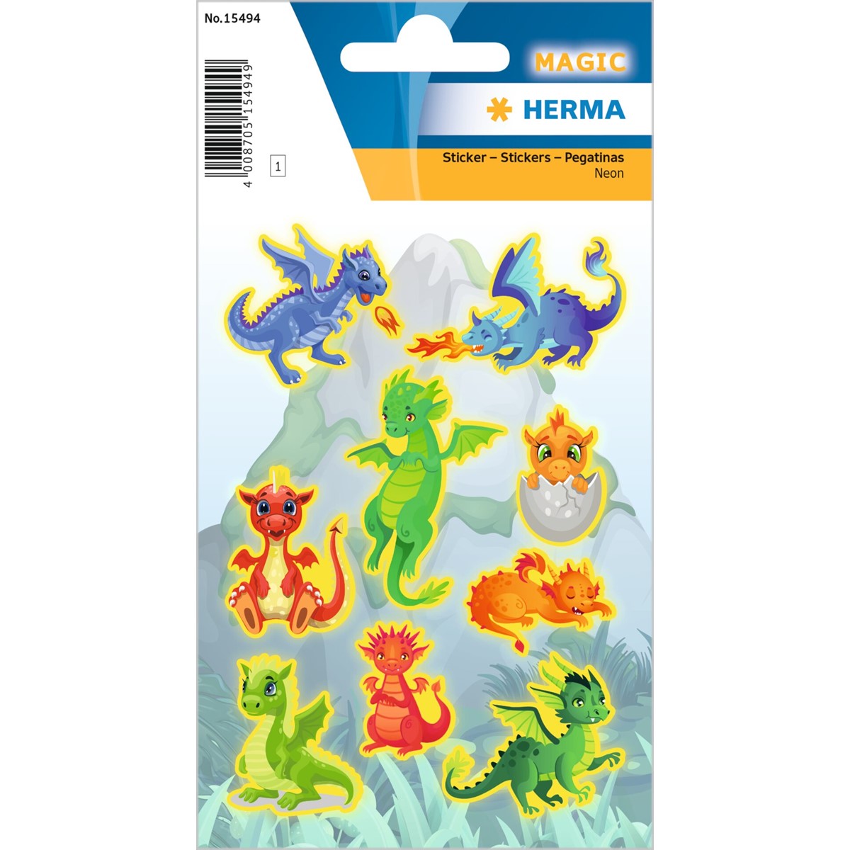 Herma Neon Dragon Stickers A Pack Of 1 Sheet