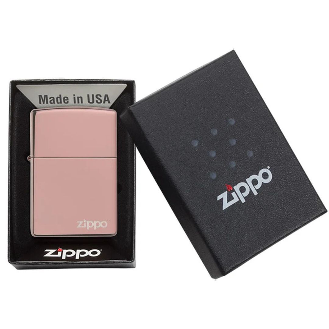 Zippo 49190zl Classic High Polish Rose Gold Zippo Logo