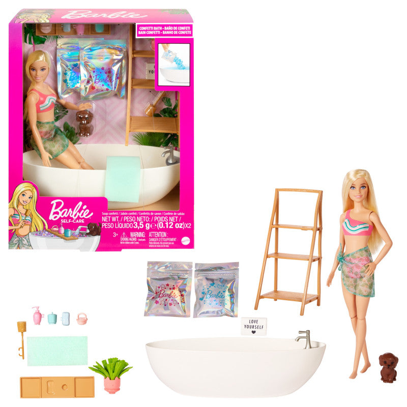 Barbie Doll & Bathtub Playset - Confetti Soap & Accessories