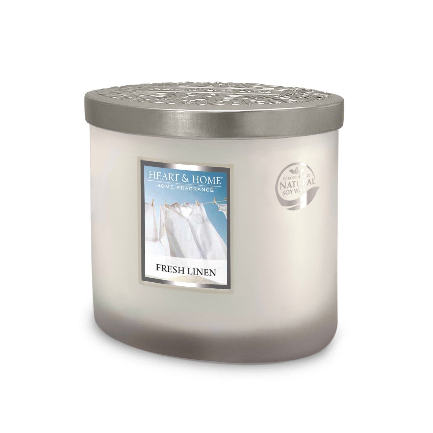 H&H Two Wick Ellipse Wick Candle 220g - Fresh Linen