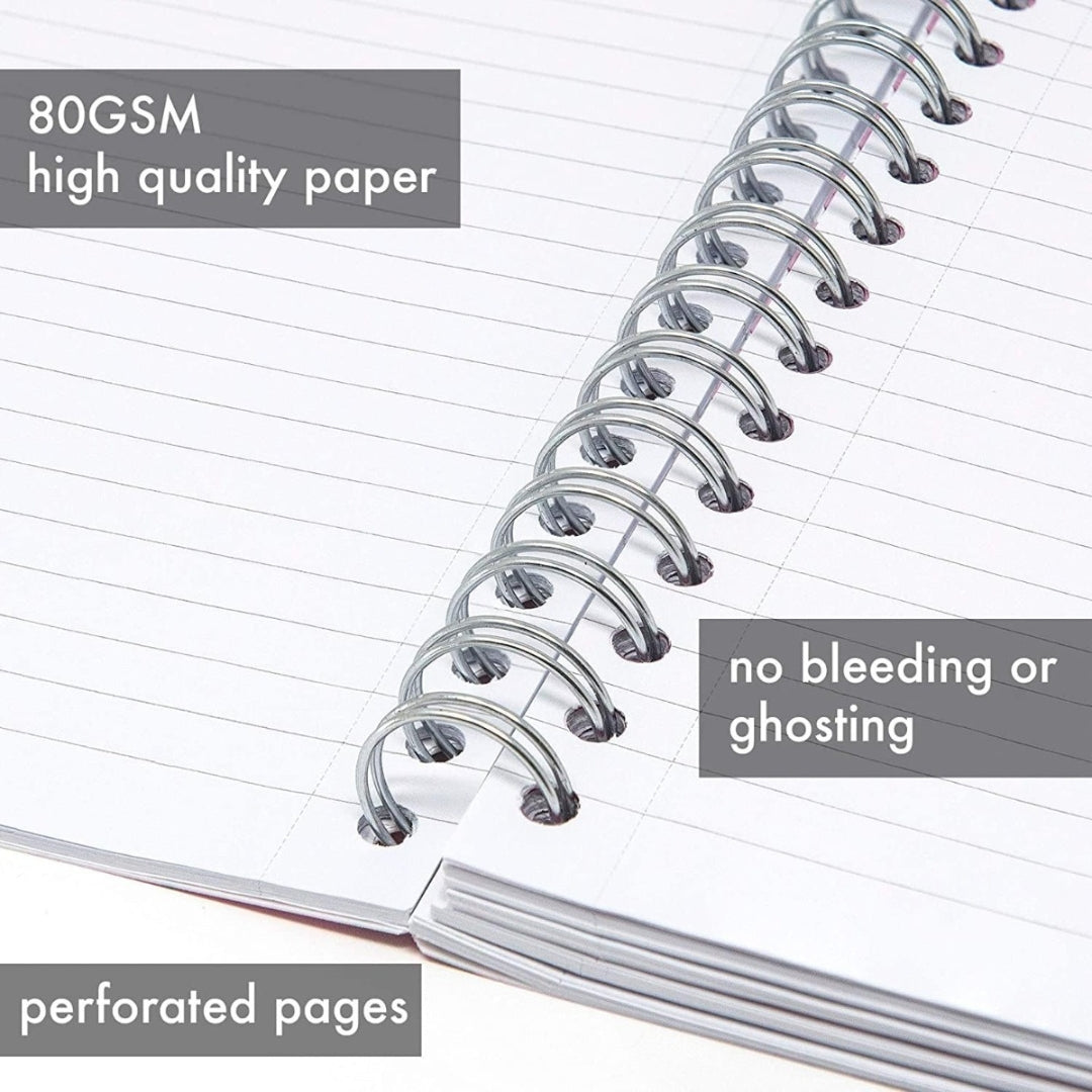 A4 Pukka Pads Side-Spiral Lined Project Book With 5 Dividers - Pastel Blue