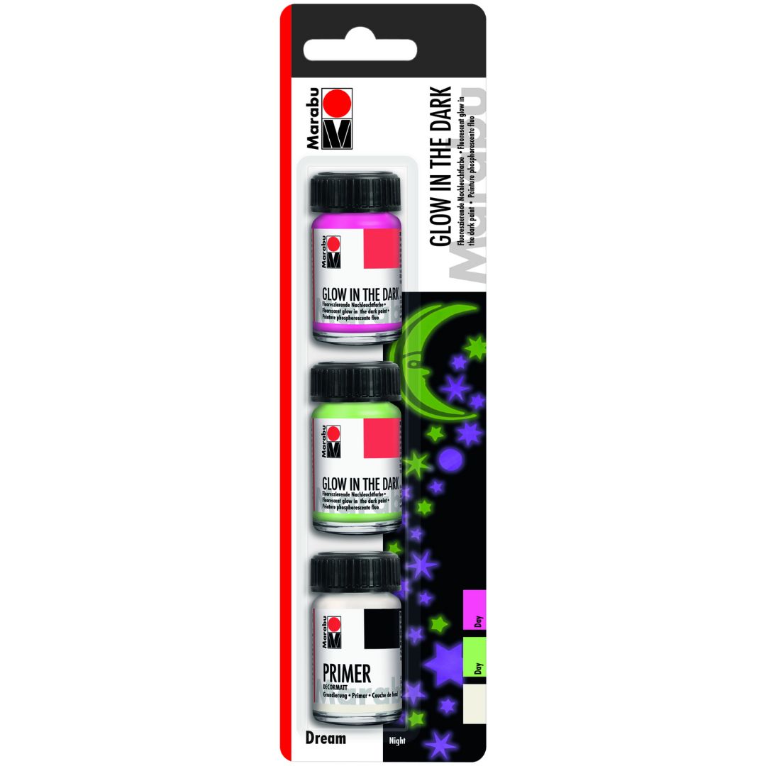 Marabu Glow In The Dark Paint 15ml A Pack Of 3pcs