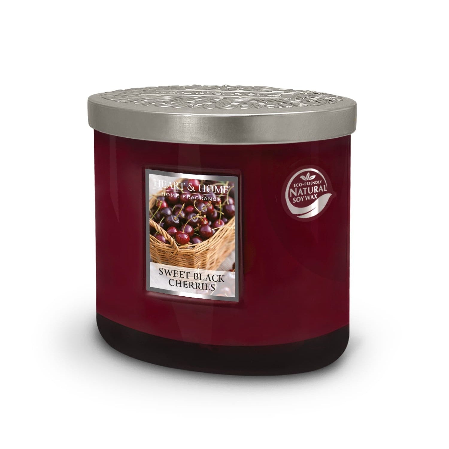 H&H Two Wick Ellipse Wick Candle 220g - Sweet Black Cherries