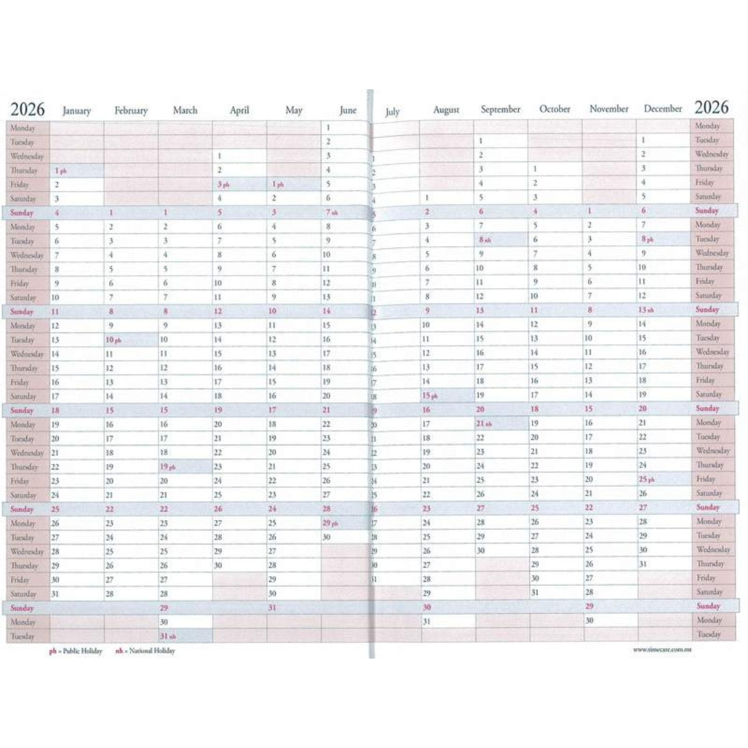 A6 Midi Maltese Diary Day Per Page 2026 x 1pc Assortment