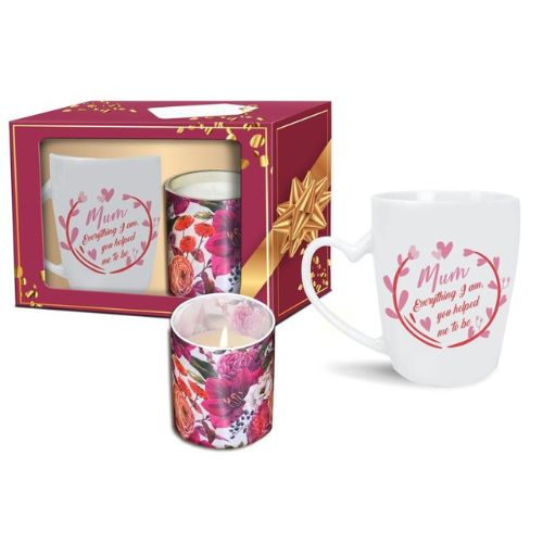 Set Of NBC Heart Mug 350ml With Candle - Mum Everything I Am