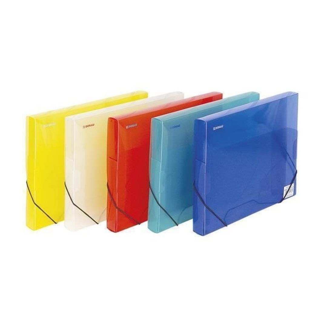 Donau Plastic Box File With Rubber Band 30 mm - Various Colours