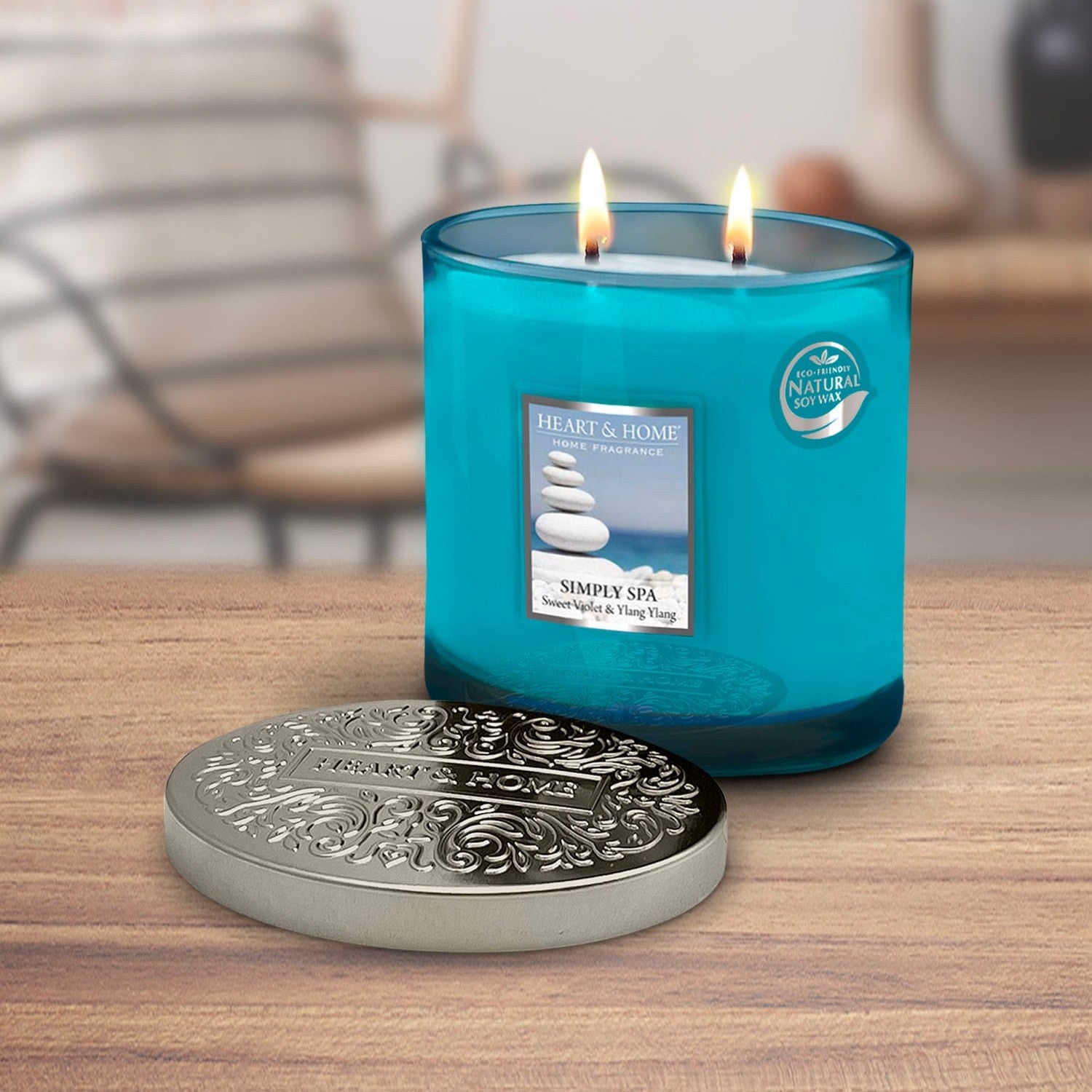 H&H Two Wick Ellipse Wick Candle 220g - Simply Spa