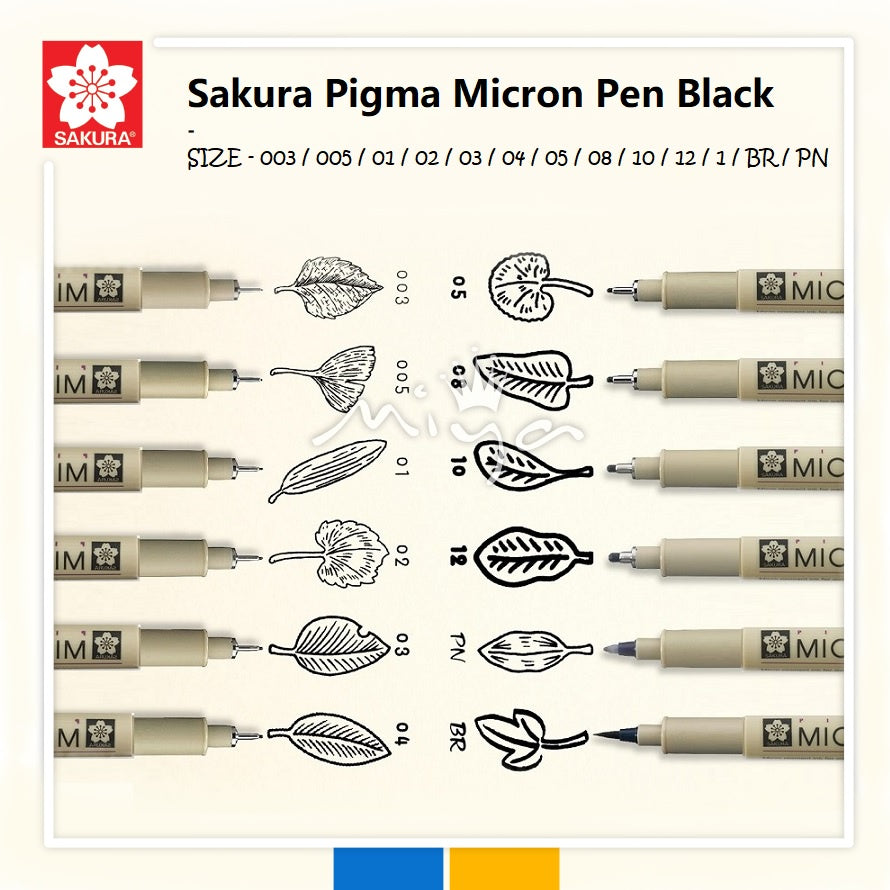 Sakura Pigma Micron Pen Fineliners  & Graphic Markers - Black (Various Sizes)