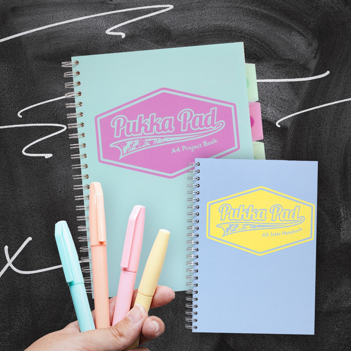 A4 Pukka Pads Side-Spiral Lined Project Book With 5 Dividers - Pastel Pink