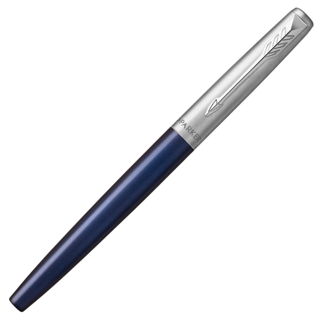 Parker Jotter Rollerball Pen F Black Ink - Royal Blue & Chrome Trim