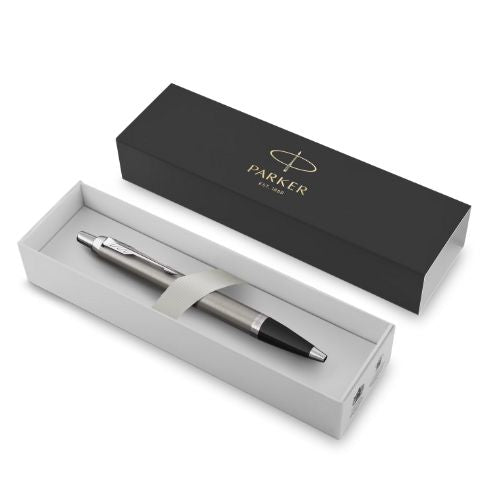 Parker IM Ballpoint Pen Blue Ink - Stainless Steel Lacquer & Chrome Trim