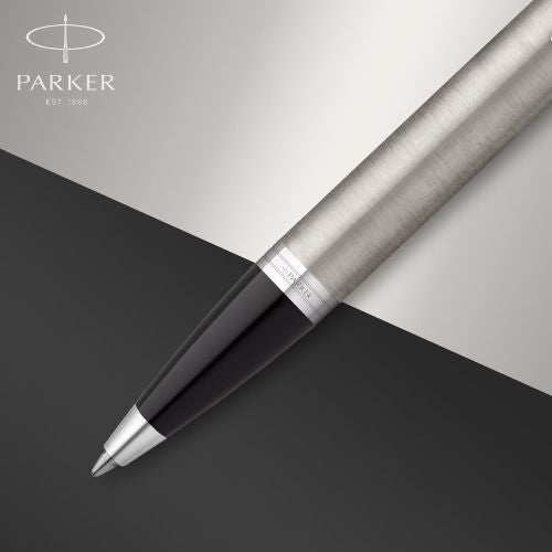 Parker IM Ballpoint Pen Blue Ink - Stainless Steel Lacquer & Chrome Trim