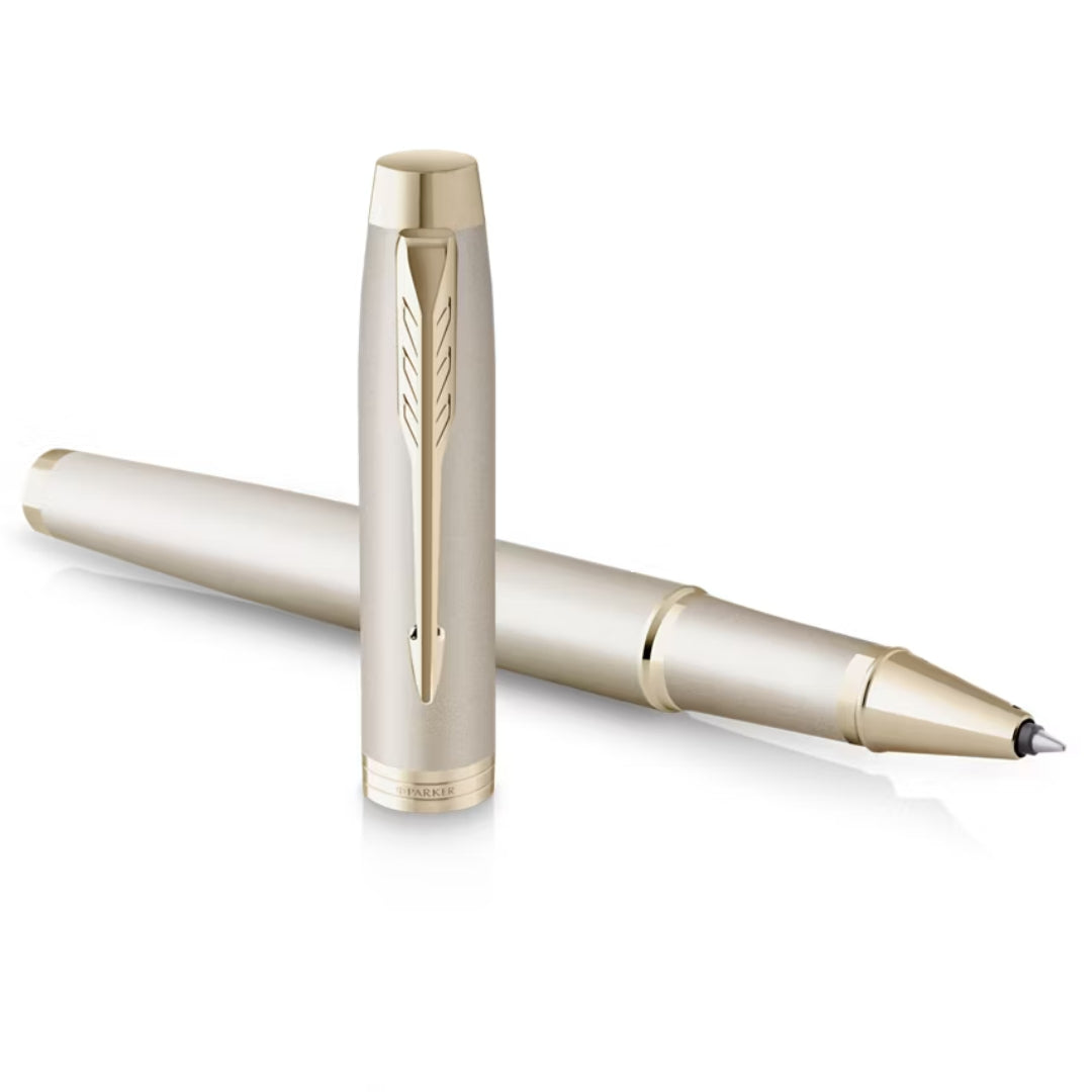 Parker IM Monochrome Rollerball Pen F Black Ink - Champagne Gold Lacquer & Champagne Trims