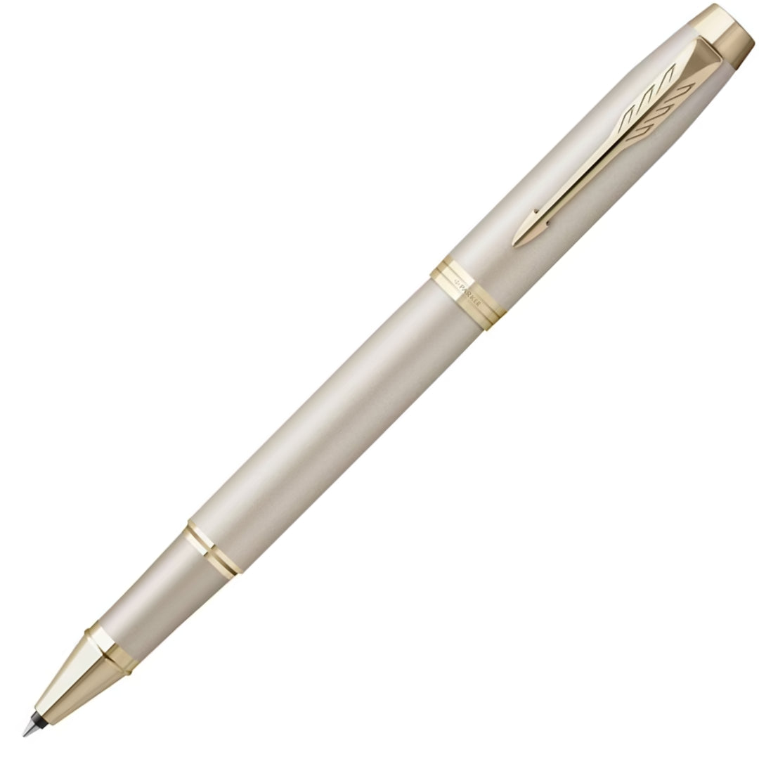 Parker IM Monochrome Rollerball Pen F Black Ink - Champagne Gold Lacquer & Champagne Trims