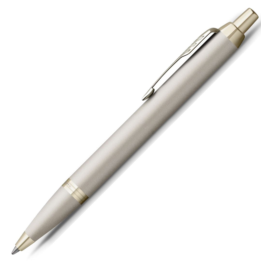 Parker IM Monochrome Ballpoint Pen M Blue Ink - Champagne Stainless Steel