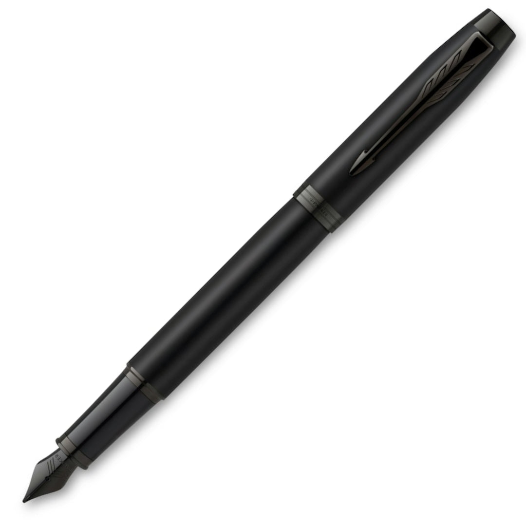 Parker IM Monochrome Fountain Pen F Blue Ink - Matte Black PVD Finish