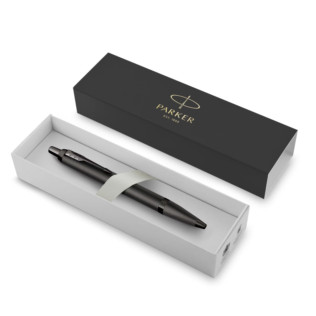 Parker IM Monochrome Ballpoint Pen M Blue Ink - Gun Metal Stainless Steel