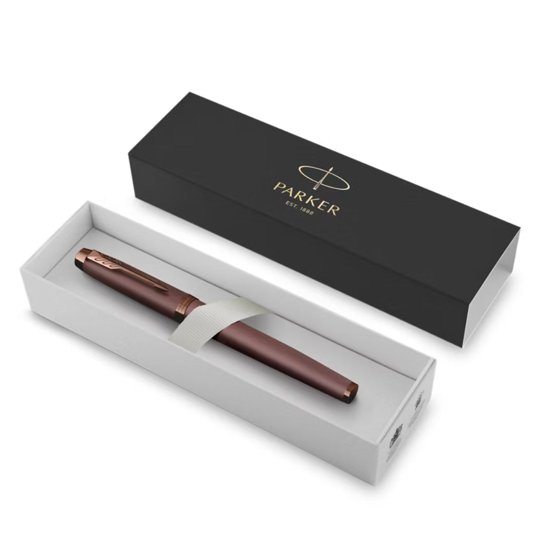 Parker IM Monochrome Rollerball Pen F Black Ink - Burgundy Lacquer & Burgundy Trims