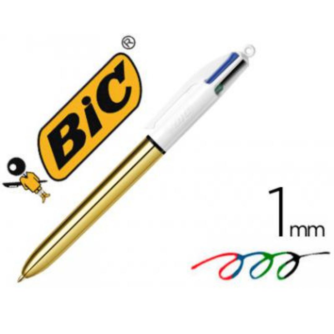 Bic 4 Colour Ballpoint Pen - Shine 1.0mm x1pc - Metallic Gold