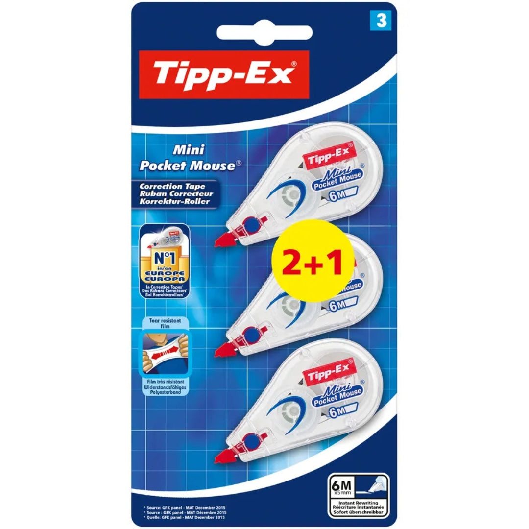 Tipp-Ex Corrector 6m A Pack Of 3pcs - Mini Pocket Mouse