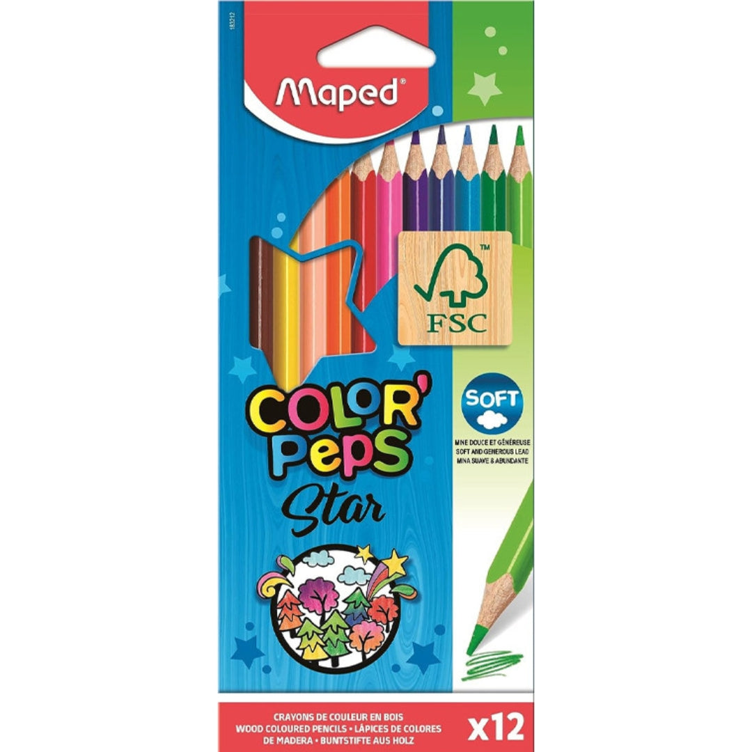 Maped - Color'Peps - Star Coloured Pencils A Pack Of 12pcs
