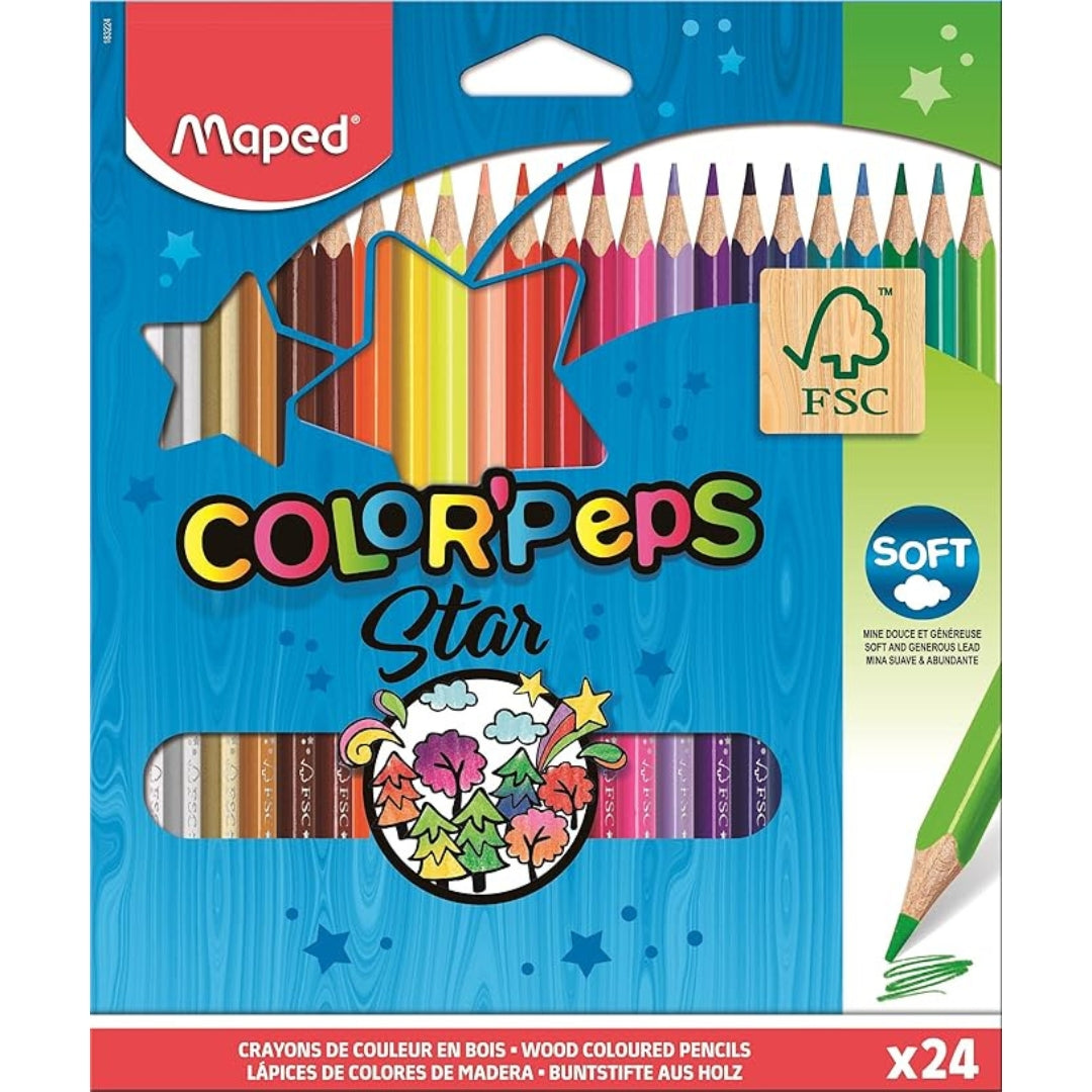 Maped - Color'Peps - Star Coloured Pencils A Pack Of 24pcs
