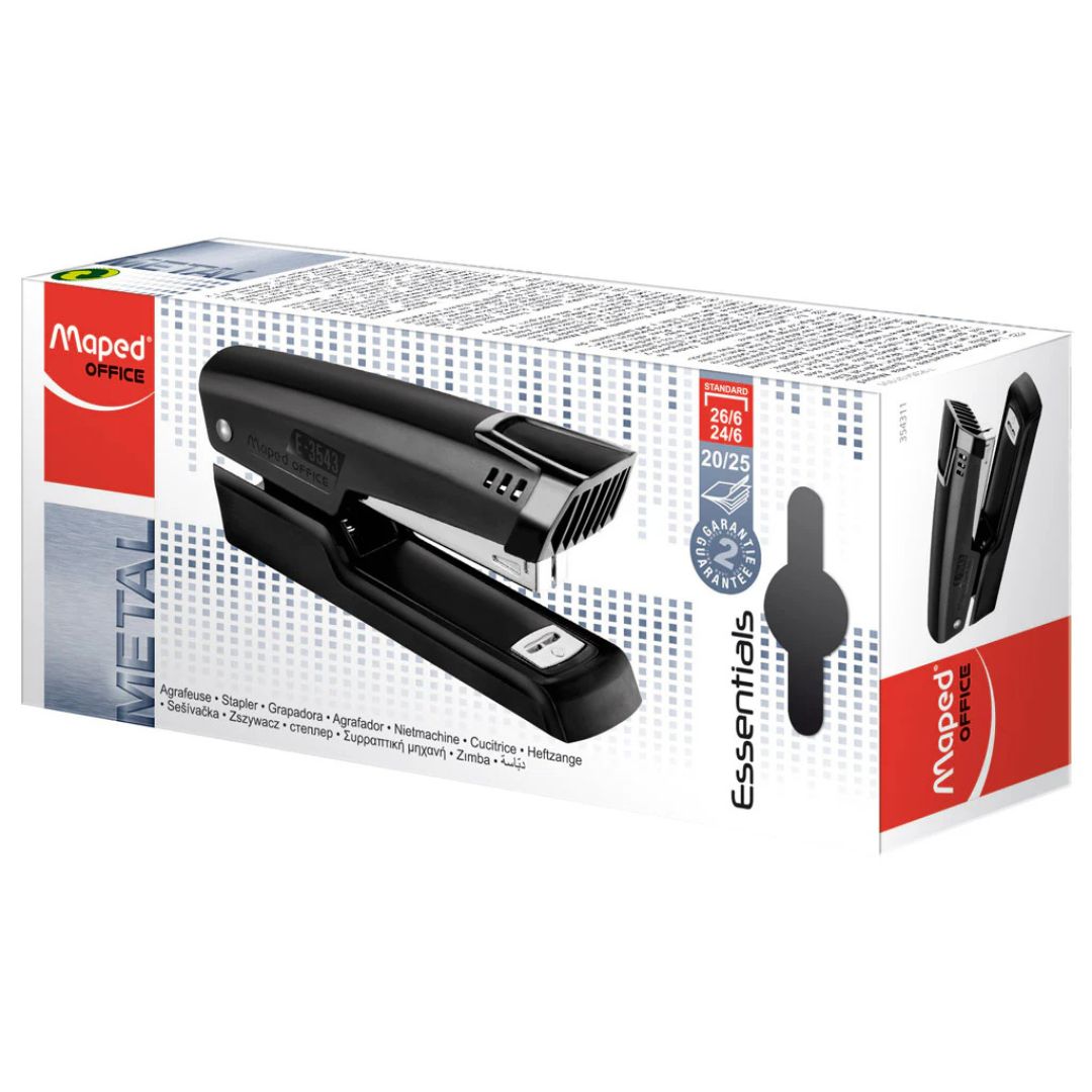 Maped Office Essentials Metal Full Strip Stapler 26/6-24/6 - Black