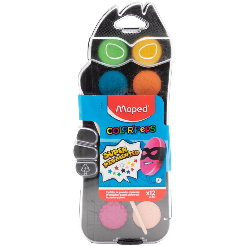 Maped - Color'Pep - Watercolour Palette & Brush - 12 Colours