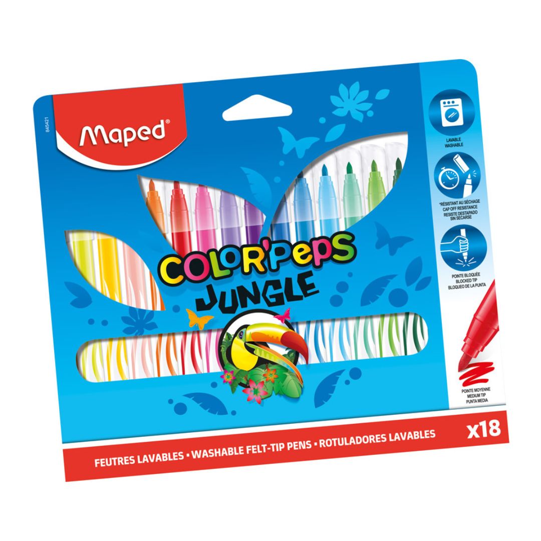 Maped Color’Peps Jungle Felt-Tip Pens  (Markers) x18