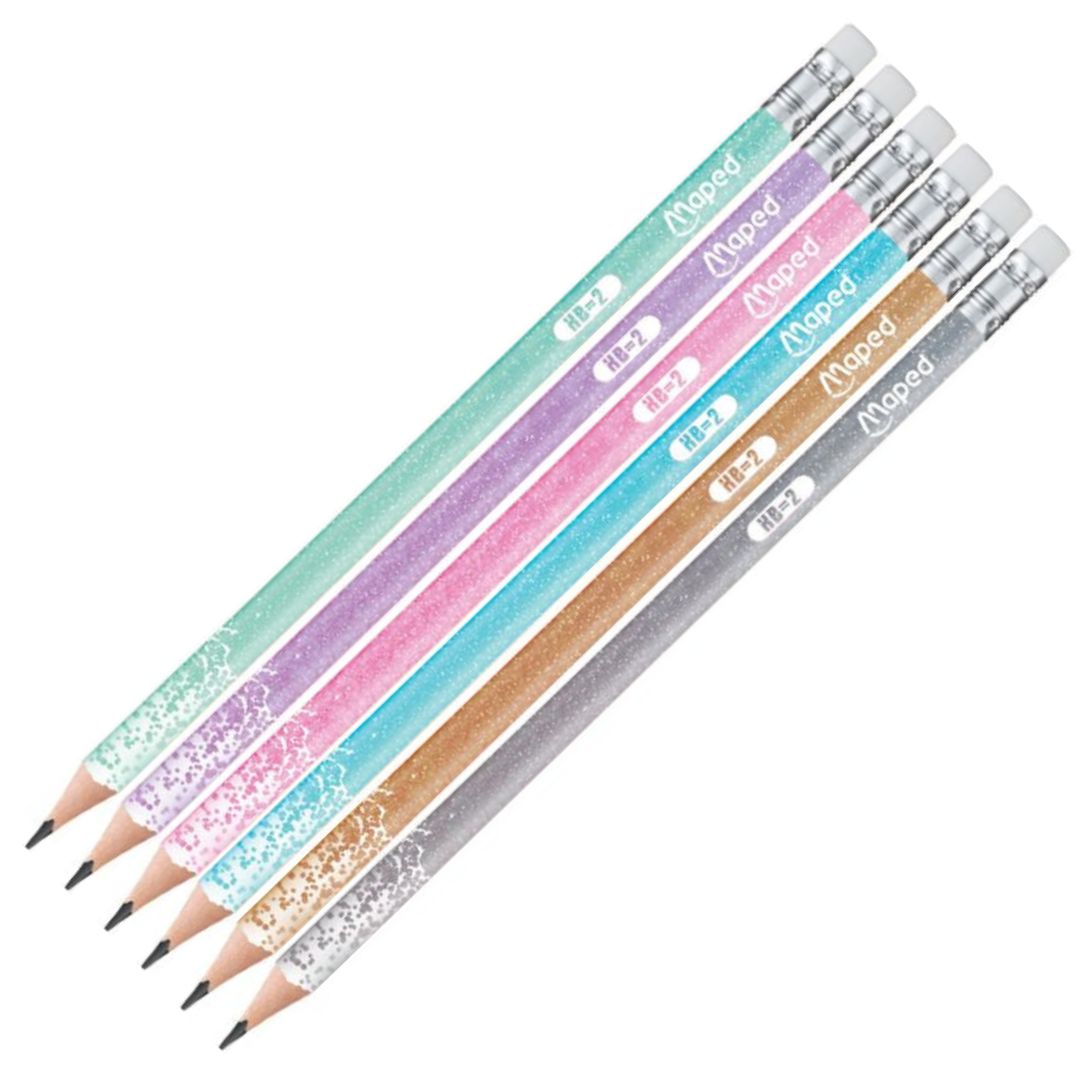 Maped Graphite Pencil & Eraser Glitter x 1pc Assortment