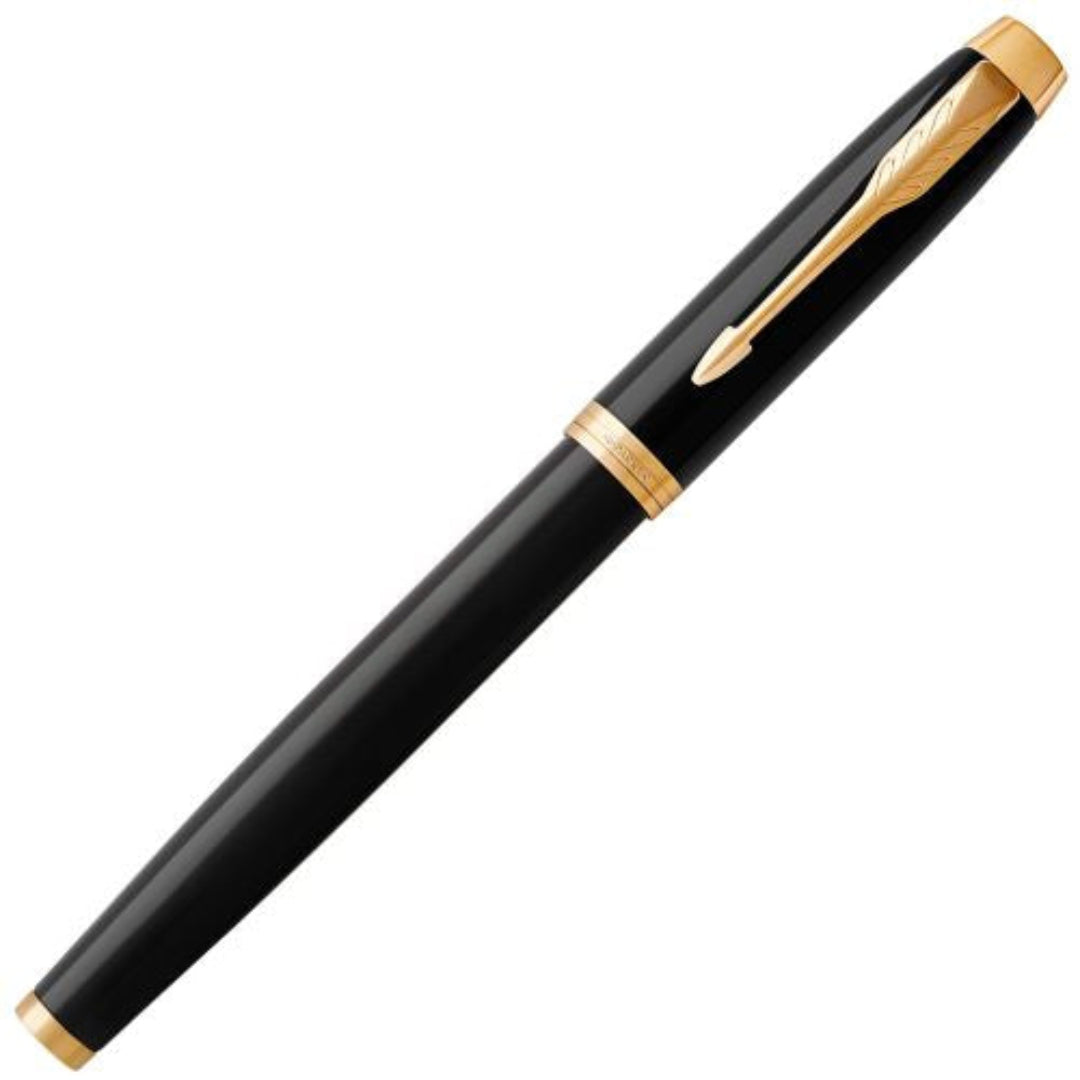 Parker IM Rollerball Pen F Black Ink - Lacquer Black & Gold Trim
