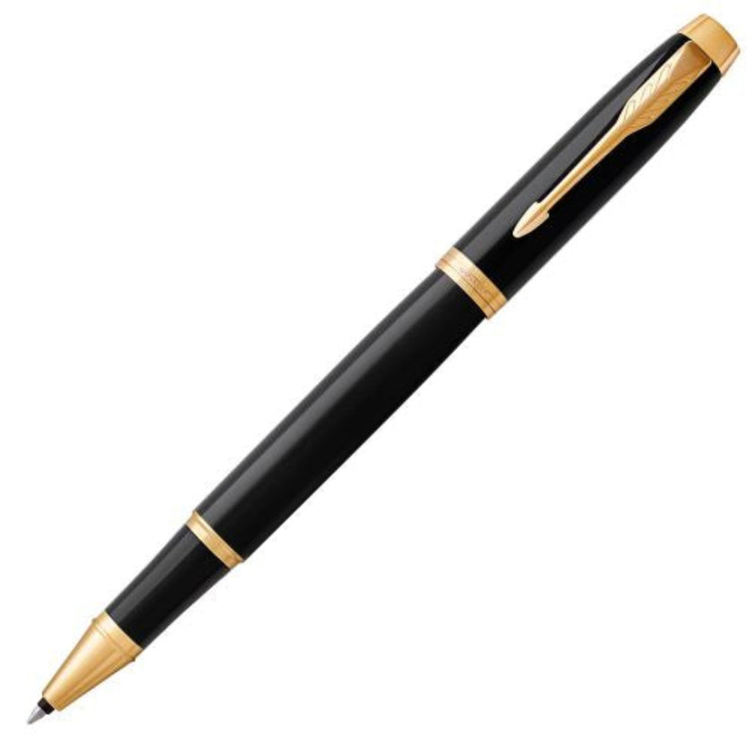 Parker IM Rollerball Pen F Black Ink - Lacquer Black & Gold Trim