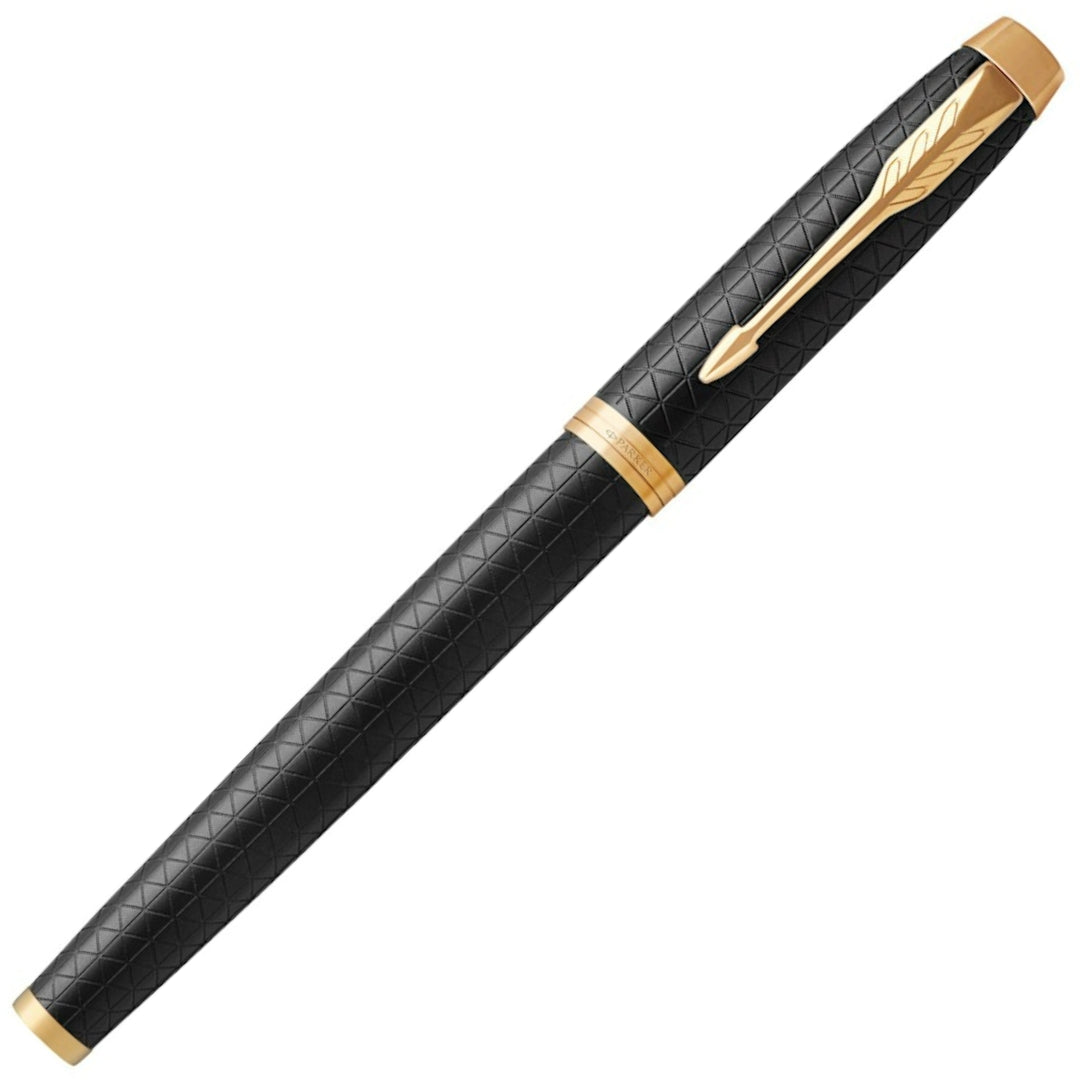 Parker IM Premium Rollerball Pen F Black Ink - Premium Black Finish & Gold Trim
