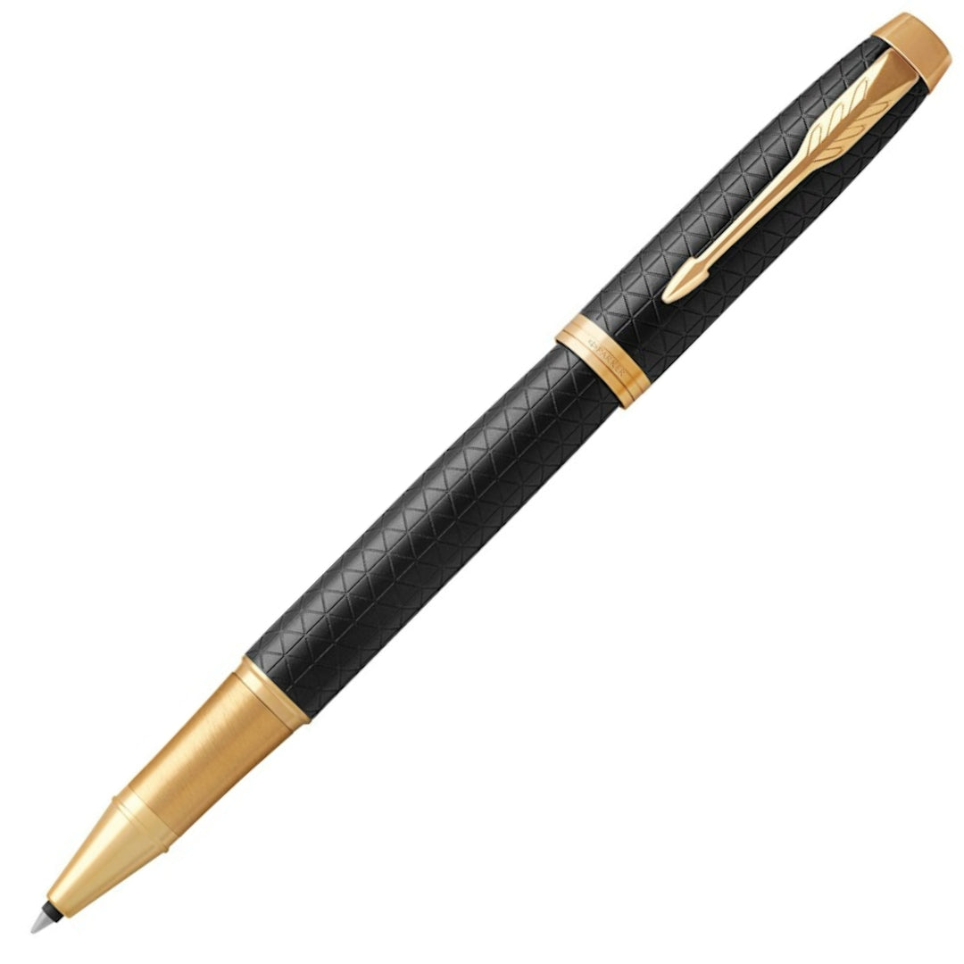 Parker IM Premium Rollerball Pen F Black Ink - Premium Black Finish & Gold Trim