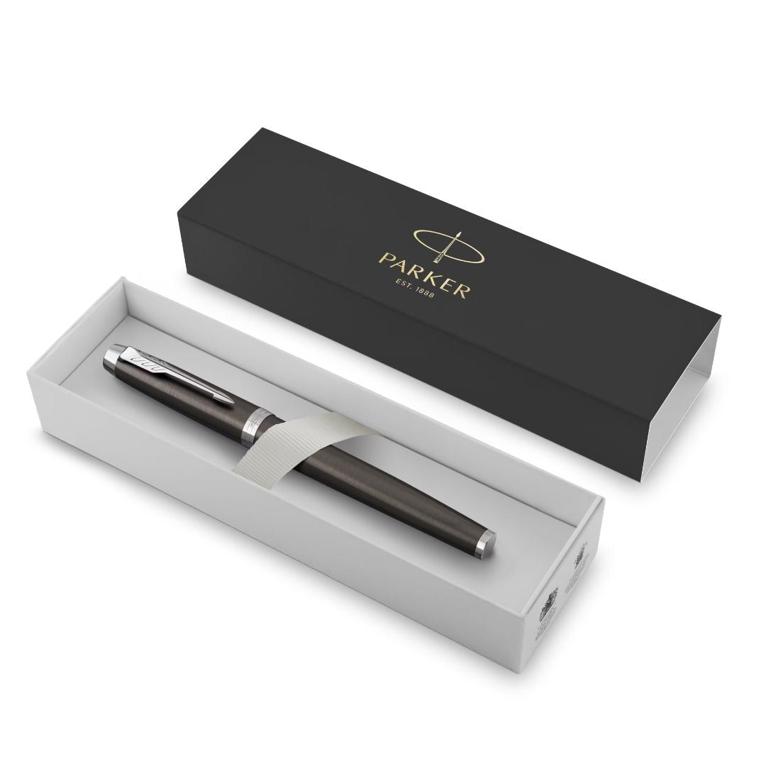 Parker IM Rollerball Pen F Black Ink - Dark Espresso & Chrome Trim