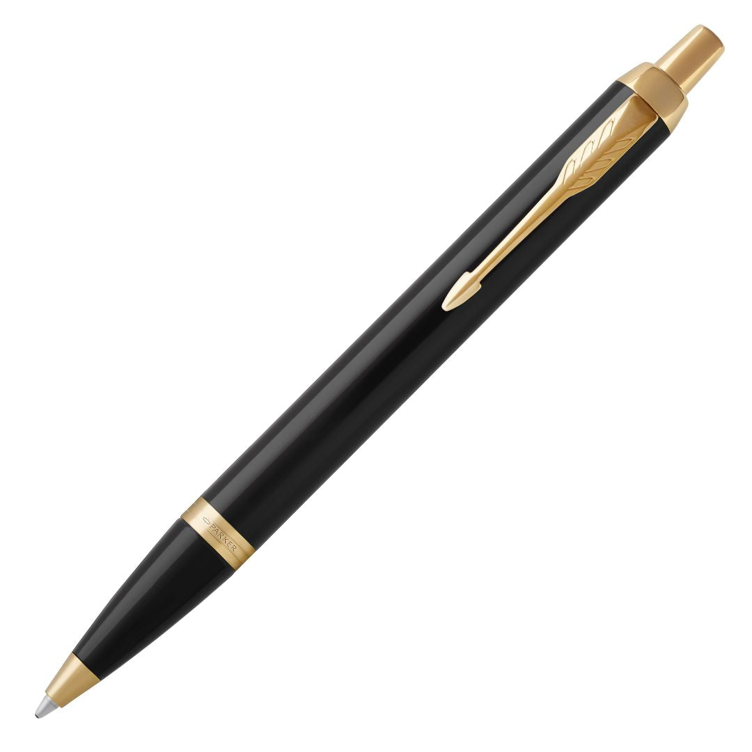 Parker IM Ballpoint Pen Blue Ink - Lacquer Black & Gold Trim