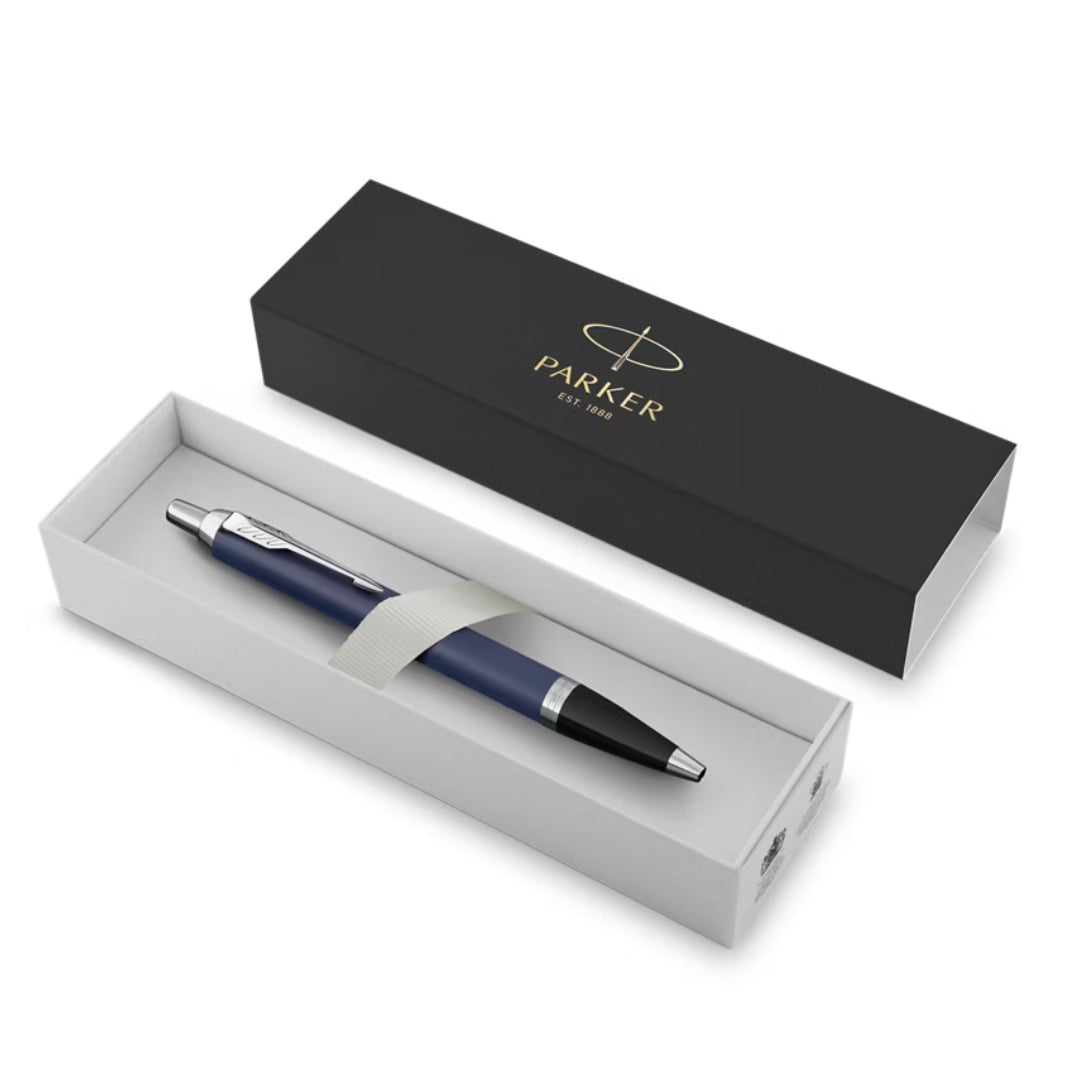 Parker IM Ballpoint Pen M Blue Ink - Blue Lacquer & Chrome Trim