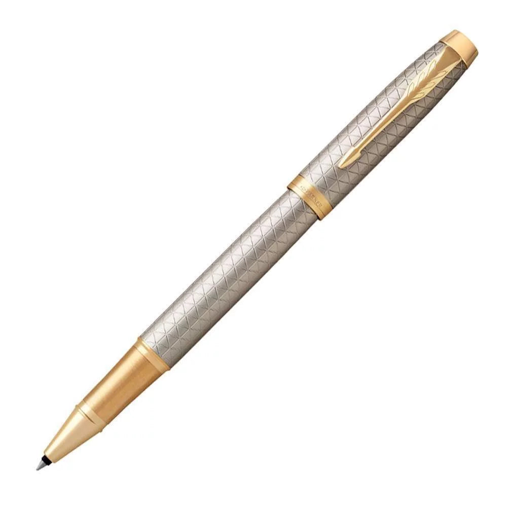 Parker IM Premium Warm Silver Gold Trim Rollerball