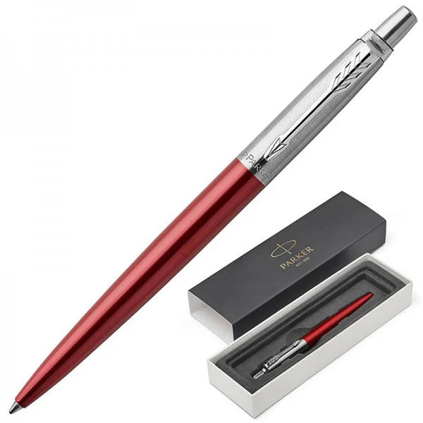 Parker Jotter Ballpoint Pen, Kensington Red, Chrome Trims