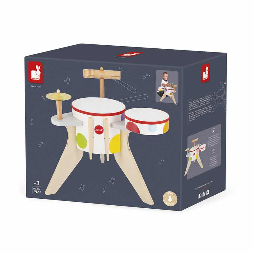 Janod - Wooden Confetti Drum Kit